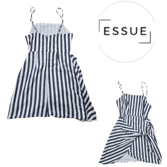 Essue Blue & White Faux Wrap Spaghetti Strap Top Size Small - Picture 5 of 5